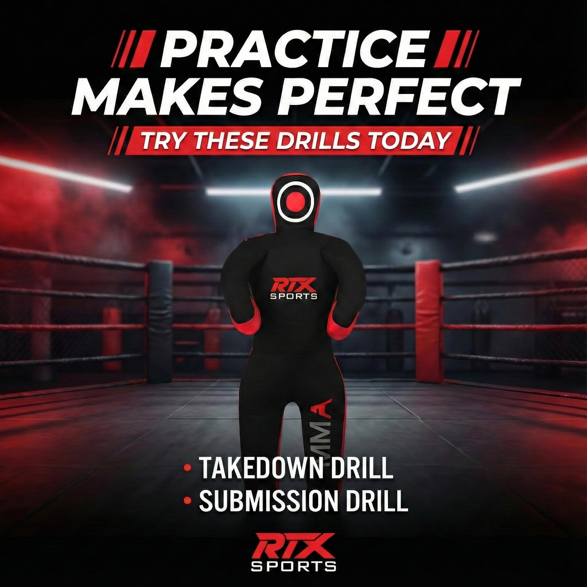 RTX Kids MMA Judo Grappling Dummy - Punch Bag for Brazilian BJJ Jiu Jitsu, Wrestling, MMA Training Canvas Unfilled 47"