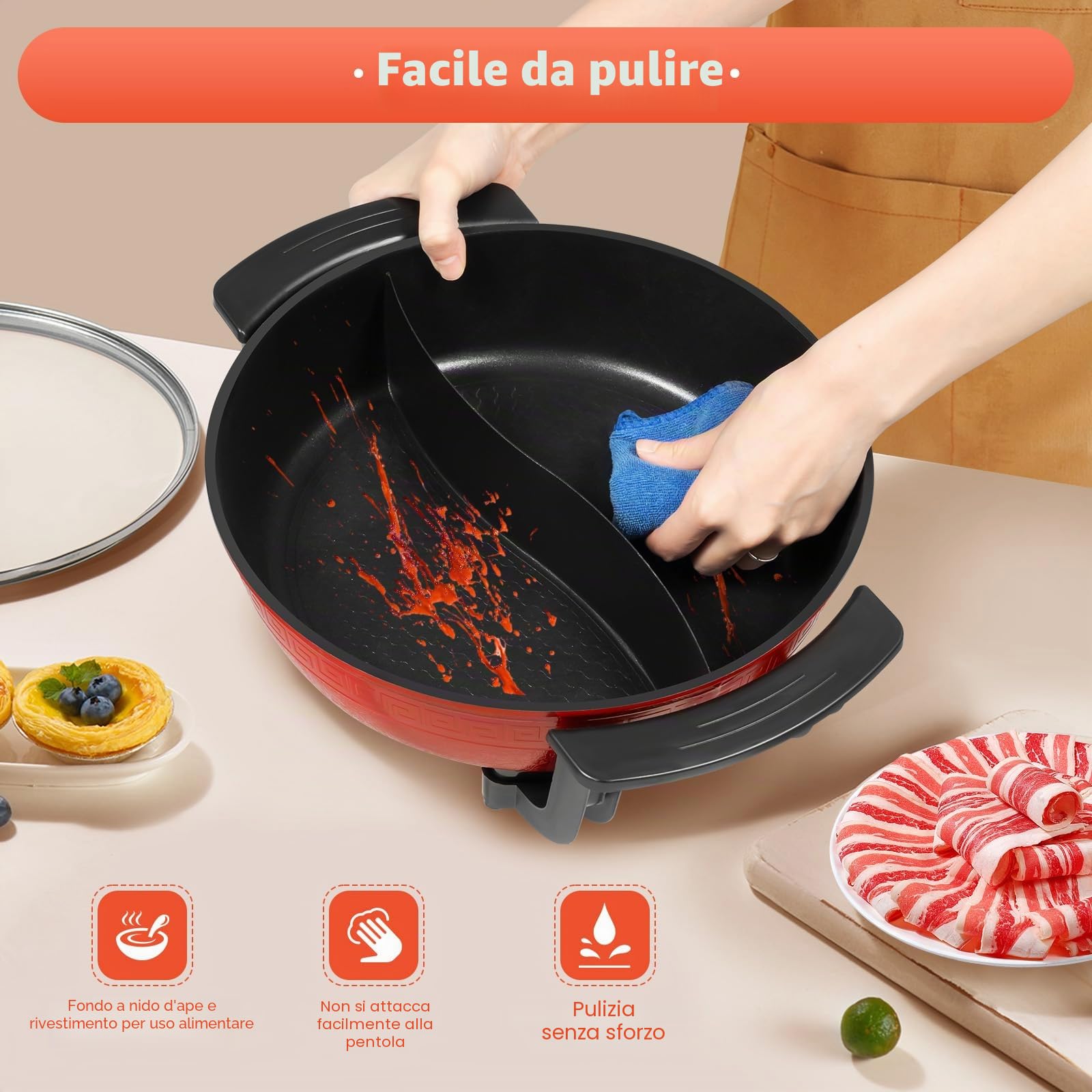 Piastra elettrica da 220 V, 6 l, Twin Hot Pot Shabu, a induzione, pentola, pentola, antiaderente