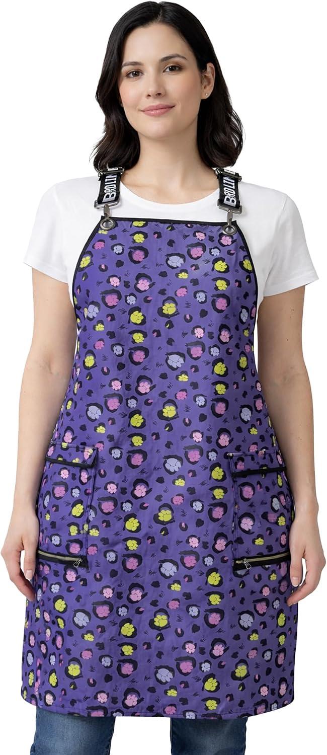 Ladybird Line 139 Unisex Mini Paw Waterproof Crossover Adjustable Strap Grooming Apron, Hair Bleach Resistant, 2 Side Pockets