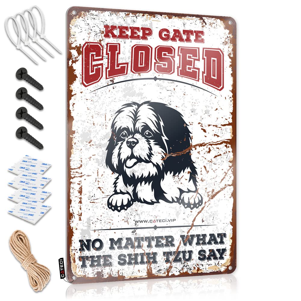 Fzfn Men's Colour Americana Decoration, Custom Fun Keep Gate Closed No Matter What The Shih Tzu Say | Farmhouse Farmhouse Decor(30X40cm)