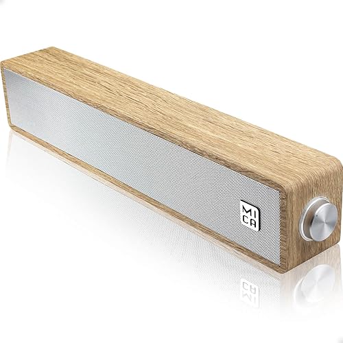 MICA Altavoces para computadora barra de sonido para computadora con cable mini barra de sonido de madera altavoces de PC alimentados por USB