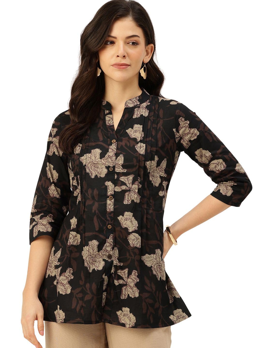feranoid Elegant Mandarin Printed Shirt – Stylish & Comfortable, Sizes (S-3XL)