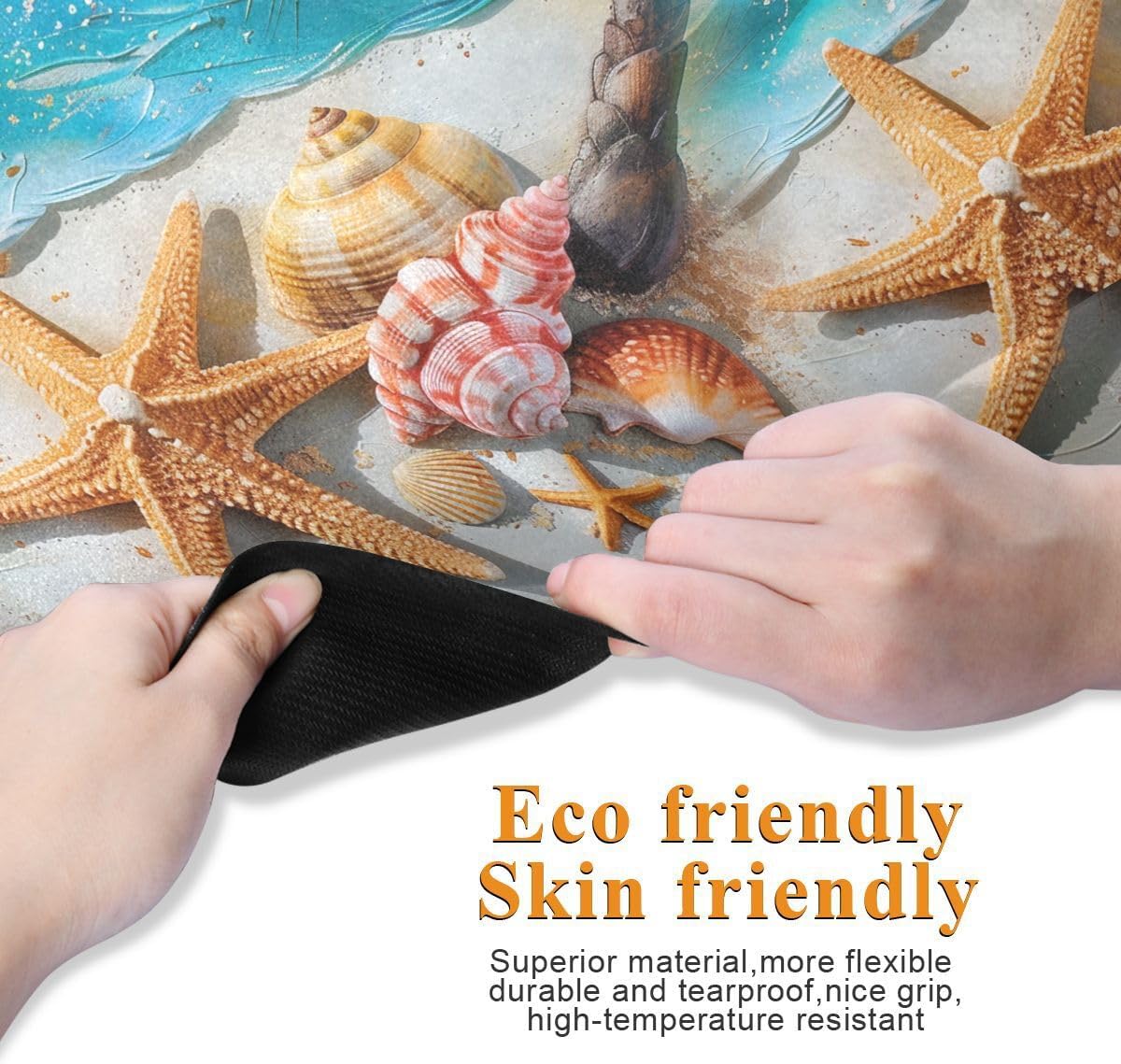 ALAZA Funny Starfish Summer Beach Seashells Sand Palm Yoga Mat Non Slip Fitness Exercise Mat, Workout Mat for Yoga, Pilates and Floor Exercises