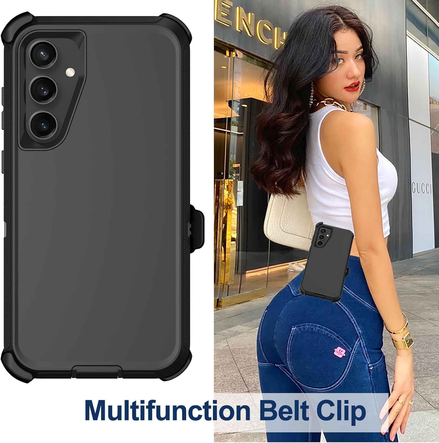 RubCase for Samsung Galaxy S24 Case with Belt Clip Holster, 2X Screen Protector, Heavy Duty Military Grade Full Body Shockproof Dust-Proof Rugged Protective Cover for Samsung S24 5G (Black) - Image 6