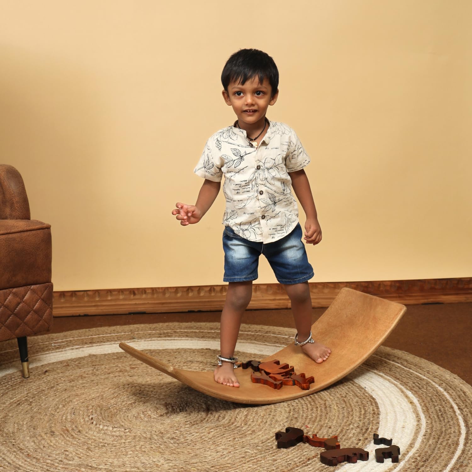 Ariro Wooden Balance Board for Toddlers & Kids | Montessori Wobble Board for Indoor Play | Builds Balance, Confidence & Creativity | Beech Wood | For Ages 9M to Adult | Eco-Friendly DIY Toy - Image 6 thumbnail