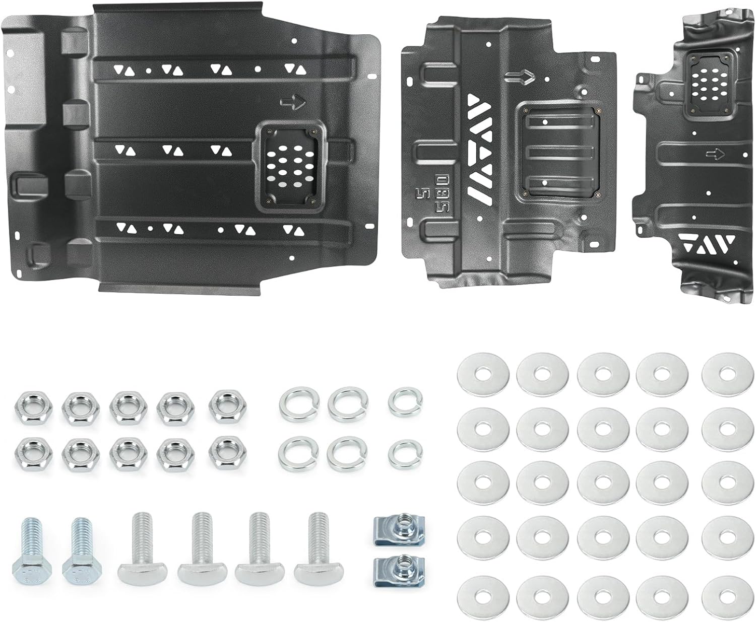PTNHZ Upgrade 3D Manganese Steel Transmission Protection Plate w/Mounting Screws Gearbox Splash Shield Guard Compatible with 2015-2022 Ford F-150 2.7L 3.3L 3.5L 5.0L