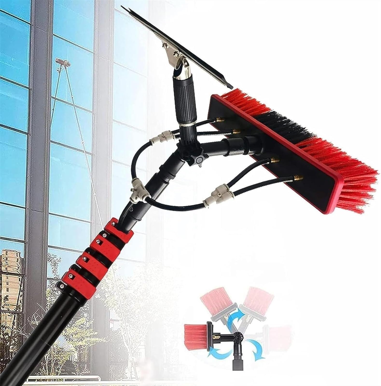 AYCDL Telescopic Window Cleaner Window Cleaning Pole Water Fed Pole Kit,Window Cleaning Brush Solar Panel Cleaning Tool Telescopic Brush Extendable Cleaner Water Fed