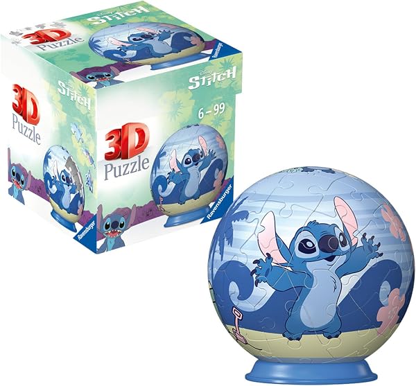 Ravensburger - Puzzle 3D Ball Disney Stitch, 54 Pezzi, Bambini 6+ Anni