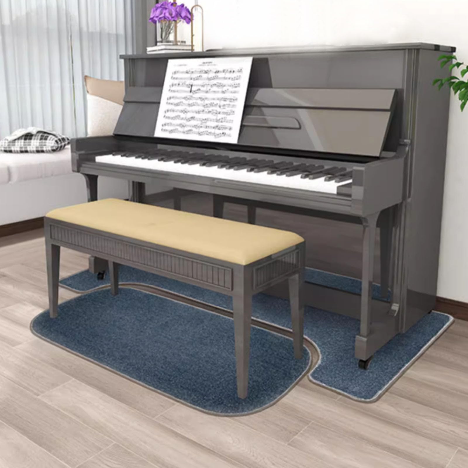 Tappeto per pianoforte insonorizzato, protezione antiscivolo per pianoforti verticali, dimensioni 160 x 70 cm e 115 x 48 cm, ideale per la riduzione del rumore e la protezione del pavimento