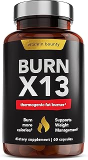 Vitamin Bounty Burn X13 - Thermogenic Fat Burner, Fat Burner for Men, Fat Burners for Women, Thermogenic Warming, Support Muscle Growth, Pumps, Vascularity, and Energy Levels - 60 Capsules