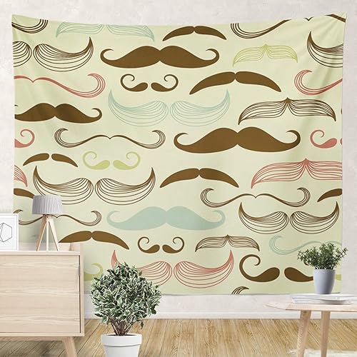 Tapiz para colgar en la pared con bigote retro, 82.7 x 59.1 pulgadas, decoración del hogar, colgar en la pared, sala de estar, dormitorio