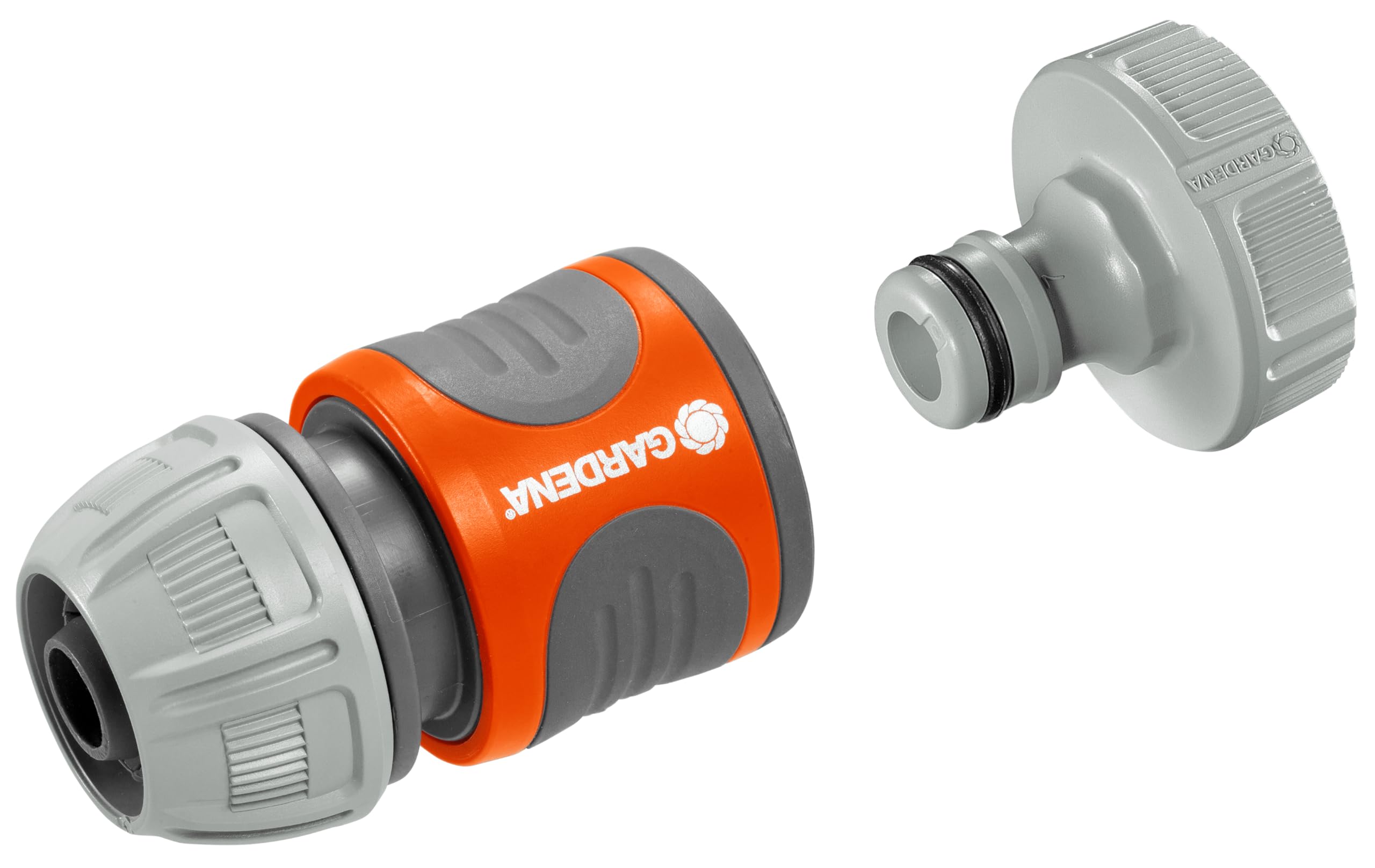 GardenaPump Connection Set: Hose Coupling for Quick Connection of 13 mm (1/2 Inch) - Hoses to Pumps with 33.3 mm (G 1 Inch) - External Thread (1752-20), Grey/Orange