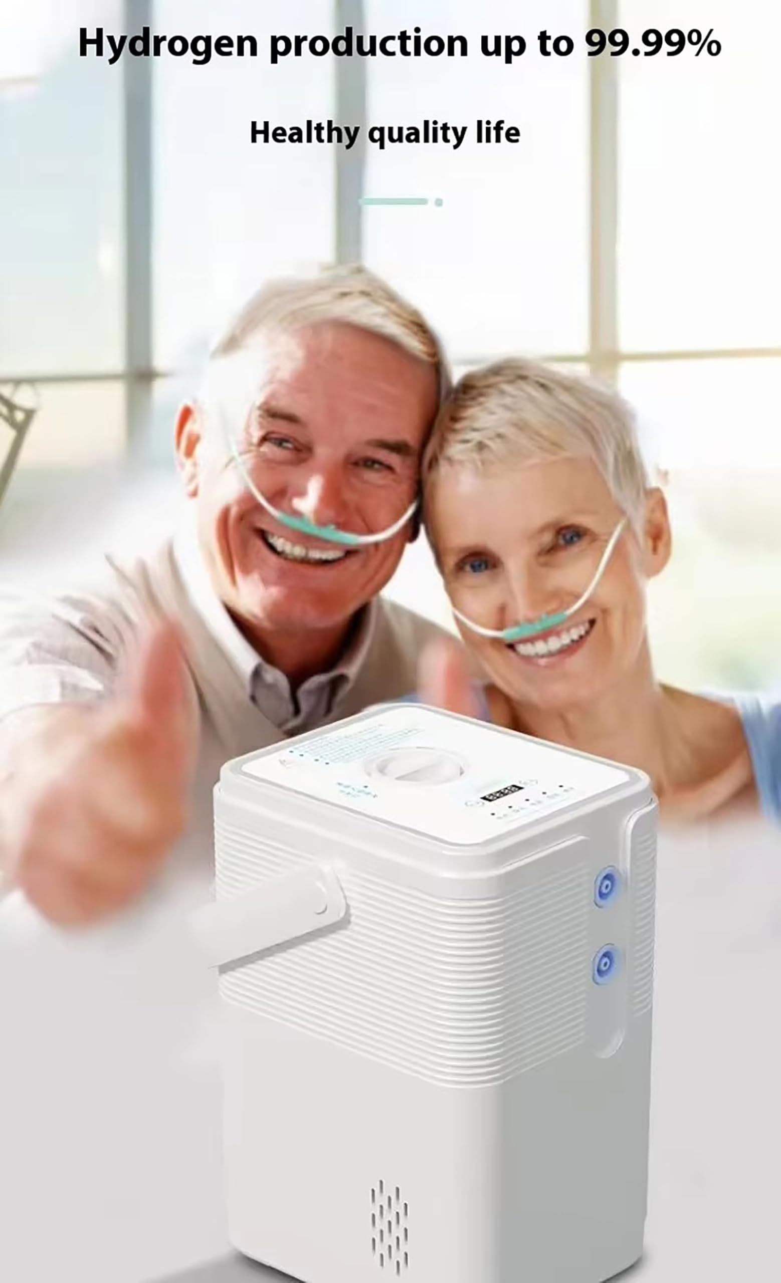 Kleines Wasserstoff-Inhalationsgerät, 225/300/450 ml/min Dual-Port-Inhalator, 99,99% Reiner Wasserstoffgenerator, PEM-Elektrolyse für Zuhause, Büro, Auto, Reisen 300ml