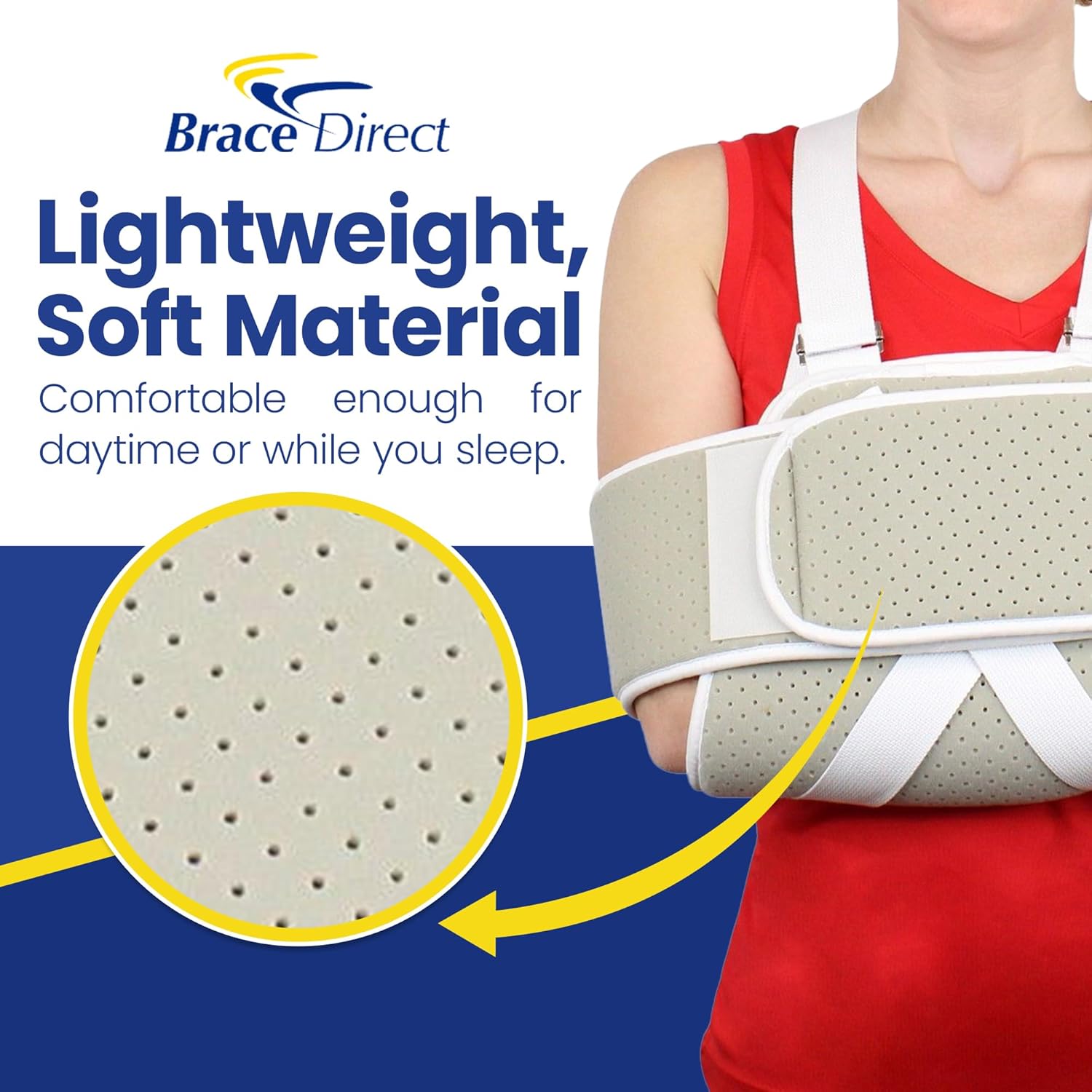 Brace Direct Adjustable Foam Arm Sling Shoulder Immobilizer for Rotator Cuff Repair, Post Op Recovery, Dislocations, Fractures & Shoulder Injuries (OSFM)