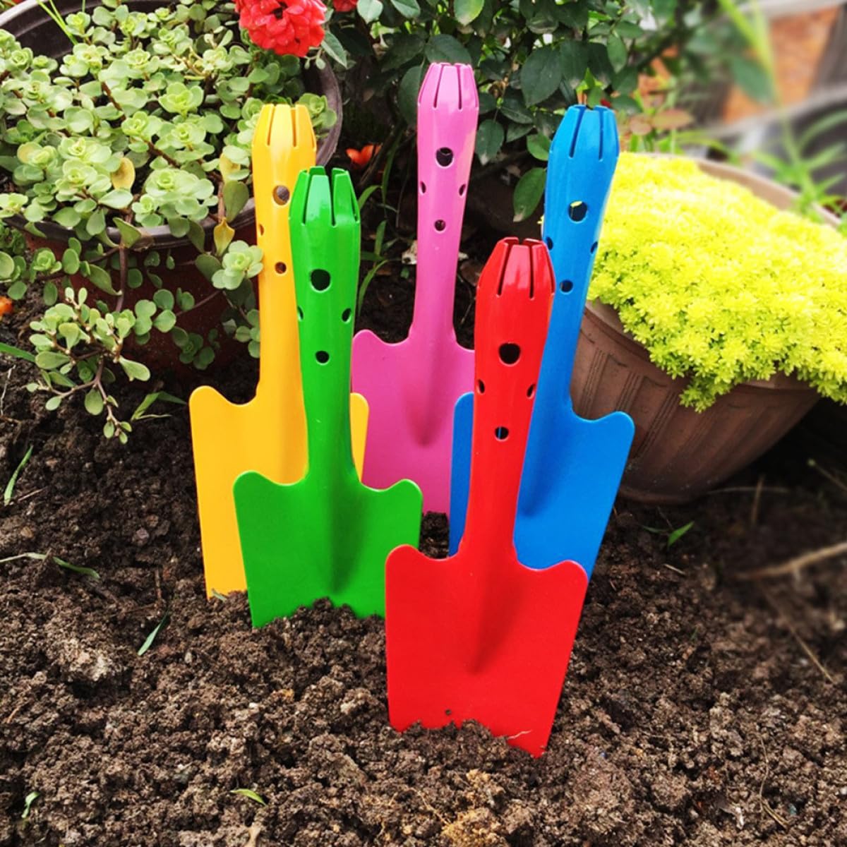 VALICLUD 5 Stück Gartenschaufel aus Eisen Kleine Handschaufel für Gartenarbeit Leicht und Robust zum Pflanzen und Graben Balkon und Gemüsebeet