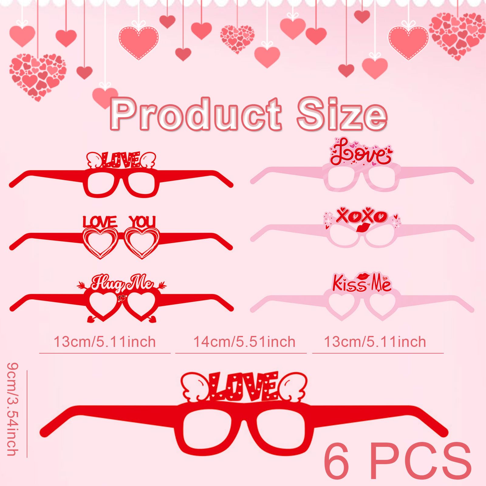 MICJLLT 6 Pcs Valentines Decorations Party Glasses,Heart Paper Eyewear - Image 2