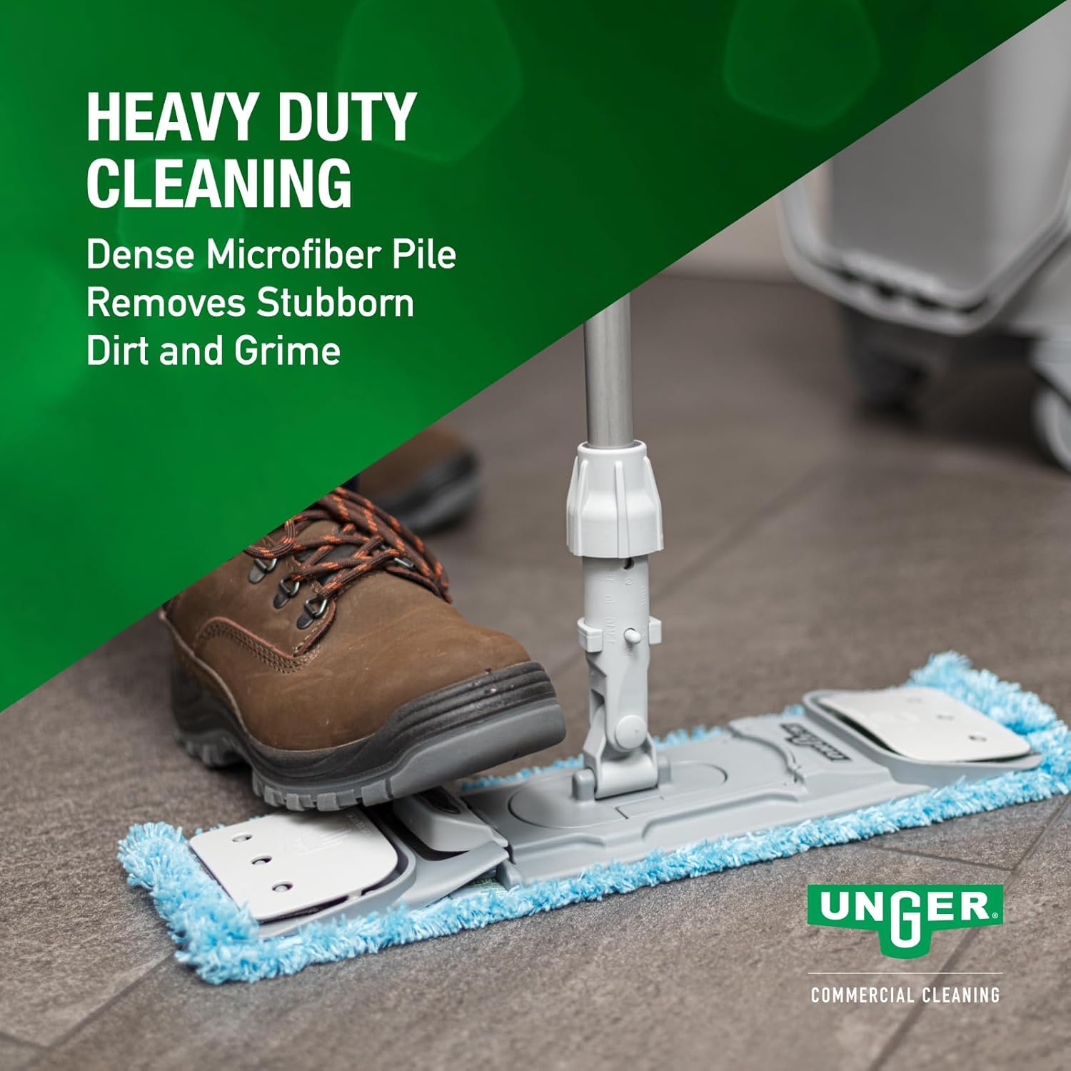 Unger Commercial SmartColor MicroMop 15.0, 16" Wet Microfiber Mop Pad, Reusable - Heavy-Duty Floor Cleaning, Blue - MM40B