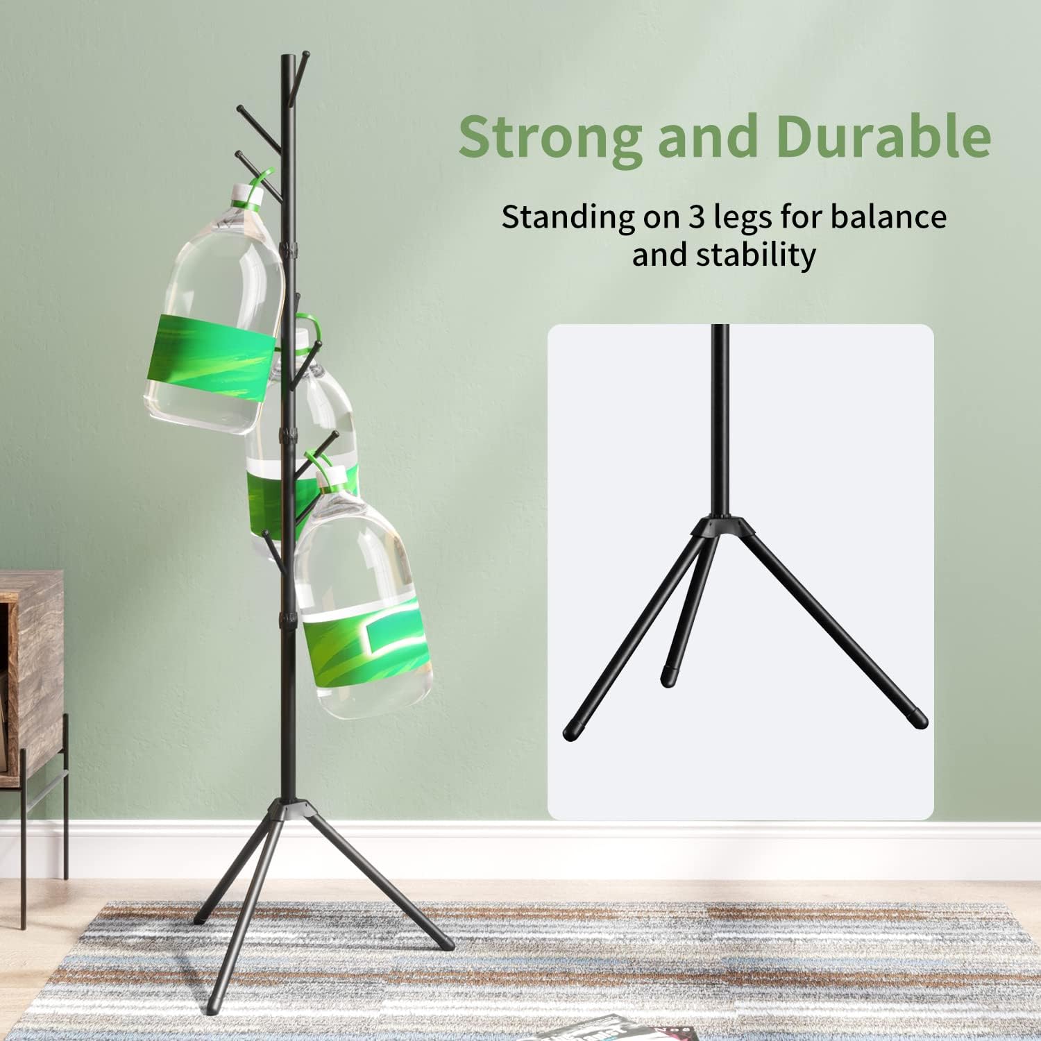 Coat Rack,DUSASA Metal Free-Standing Coat Racks Hall Tree Entry-Way Furniture Best for Hanging Up Jacket, Purse, Hand-Bag, Cloth, Hat, Winter Scarf Holder(Black)