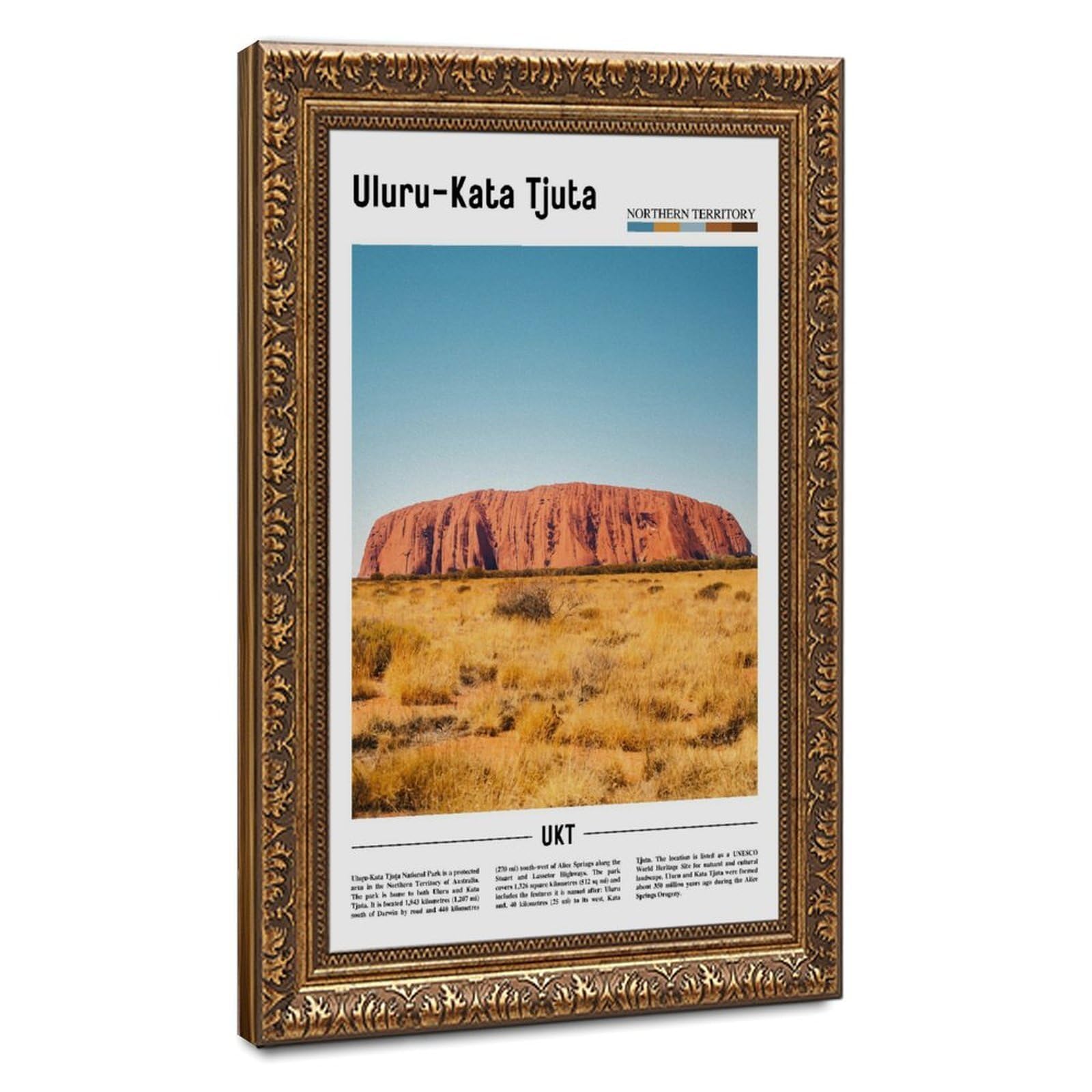 WCYB Uluru-Kata Tjuta Northern Territory Australia Scenery Travel Posters Prints Canvas Deco Paintings Wall Art Hangable Frame 8" L X 12" W
