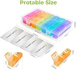 Opret Pill Box Organiser 7 Day, Pill Dispenser Weekly 3 Times a Day with case for Travel, Vitamin Fish Oil Container Planner BPA Free (Rainbow-Coloured)