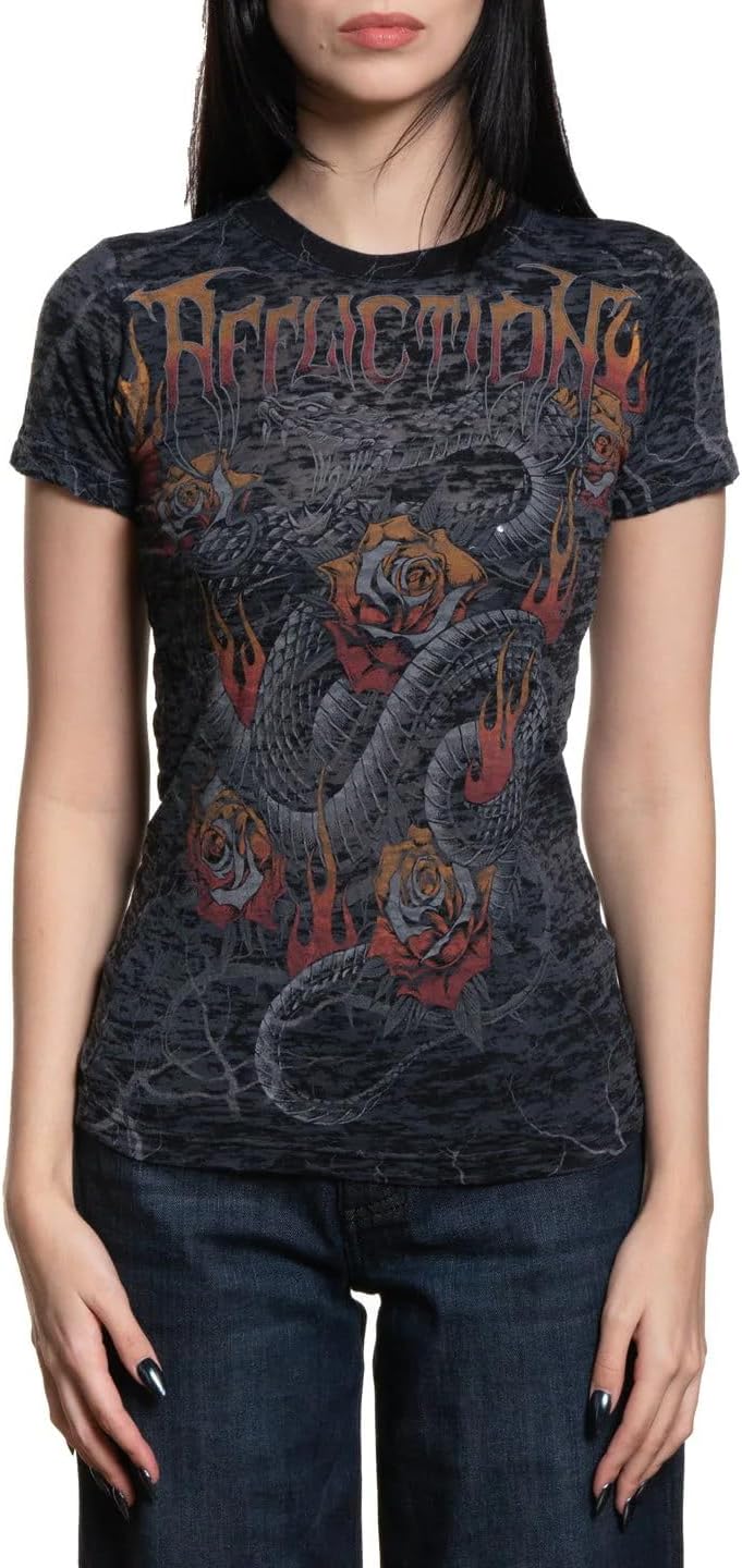 Affliction Women's T-Shirt Short Sleeve, Graphic Print