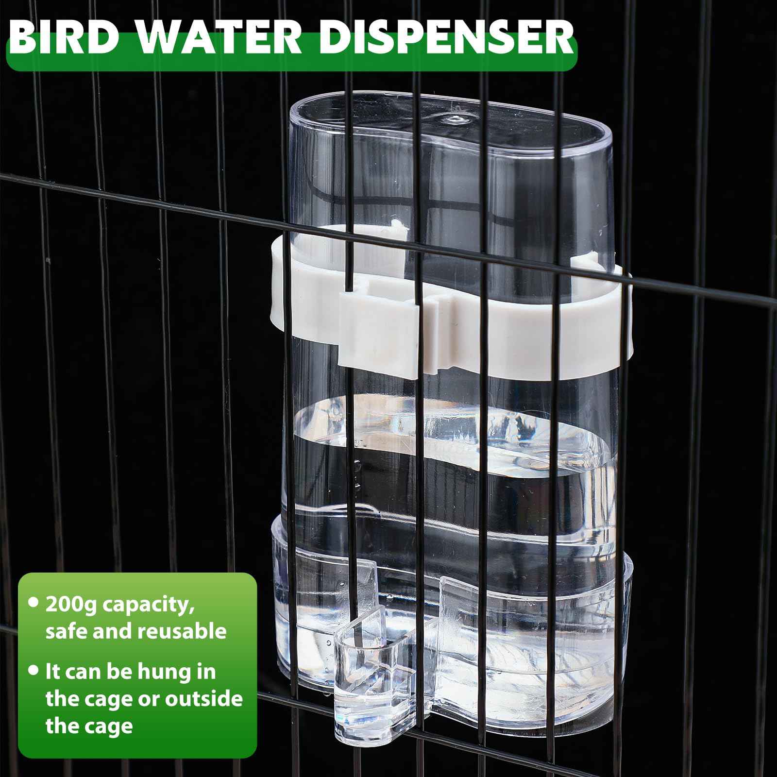 Jingmore Vogelfutterspender für Vögel, automatisch, transparent, für Papageien, Käfigzubehör, Edelstahl, für Papageien, Obst, Gemüse, Futtersuche für Lovebirds Wellensittiche Kanarienvögel, Finken, 7