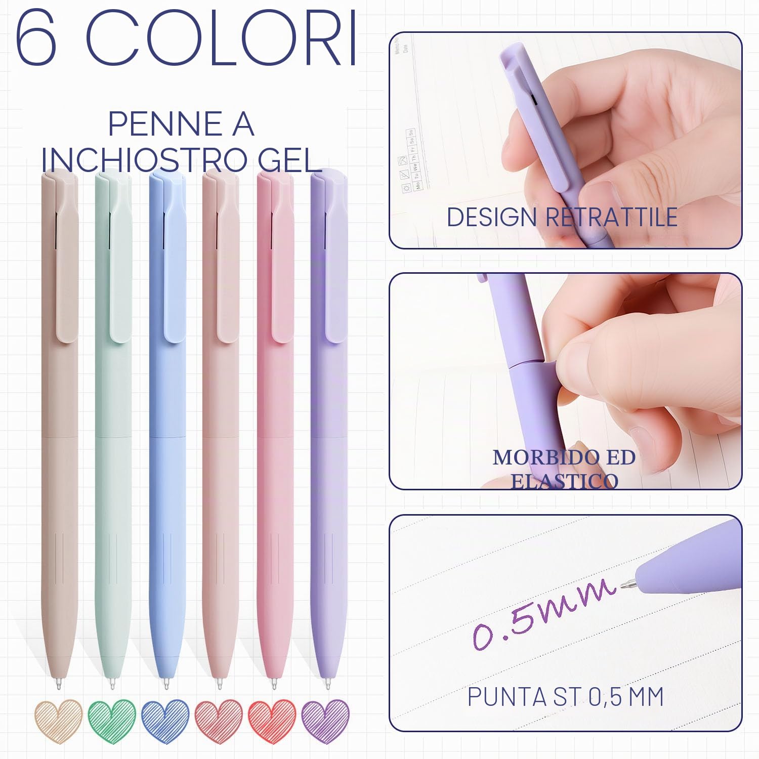 120 Pezzi Forniture Scolastiche con 12 Evidenziatori Pastello, 6 Penne Gel Colorate e 5 Nere, 6 Portamine, Set di Cancelleria per Scuola e Ufficio