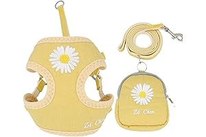 Cute Dog Harness for Small Dogs: No-Pull Daisy Vest Set with Bags