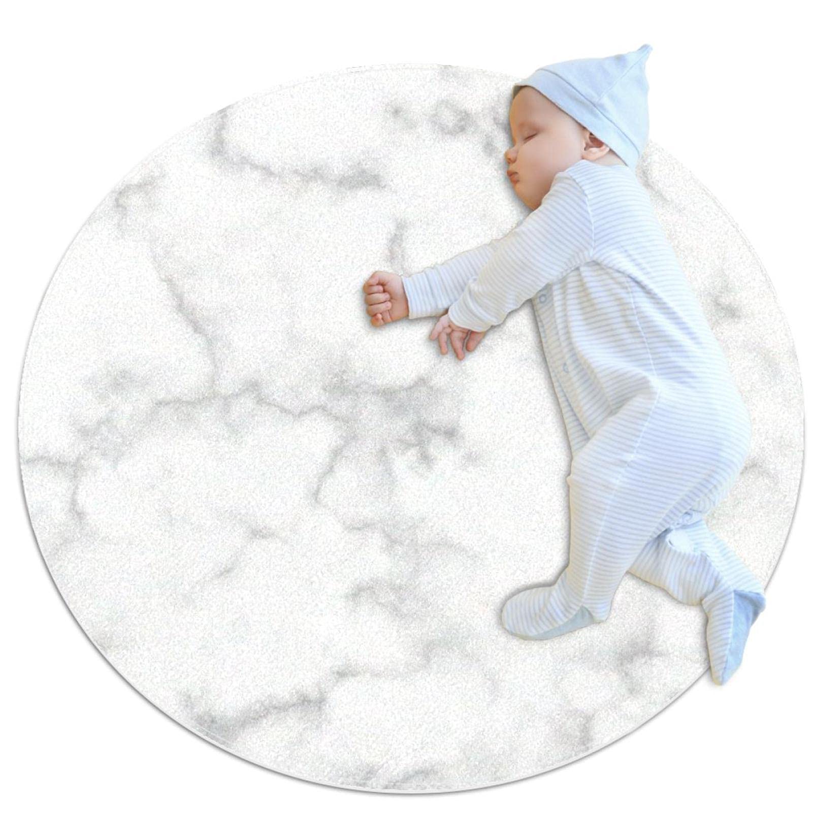Alfombra de juego para niños lavable antideslizante redonda efecto mármol