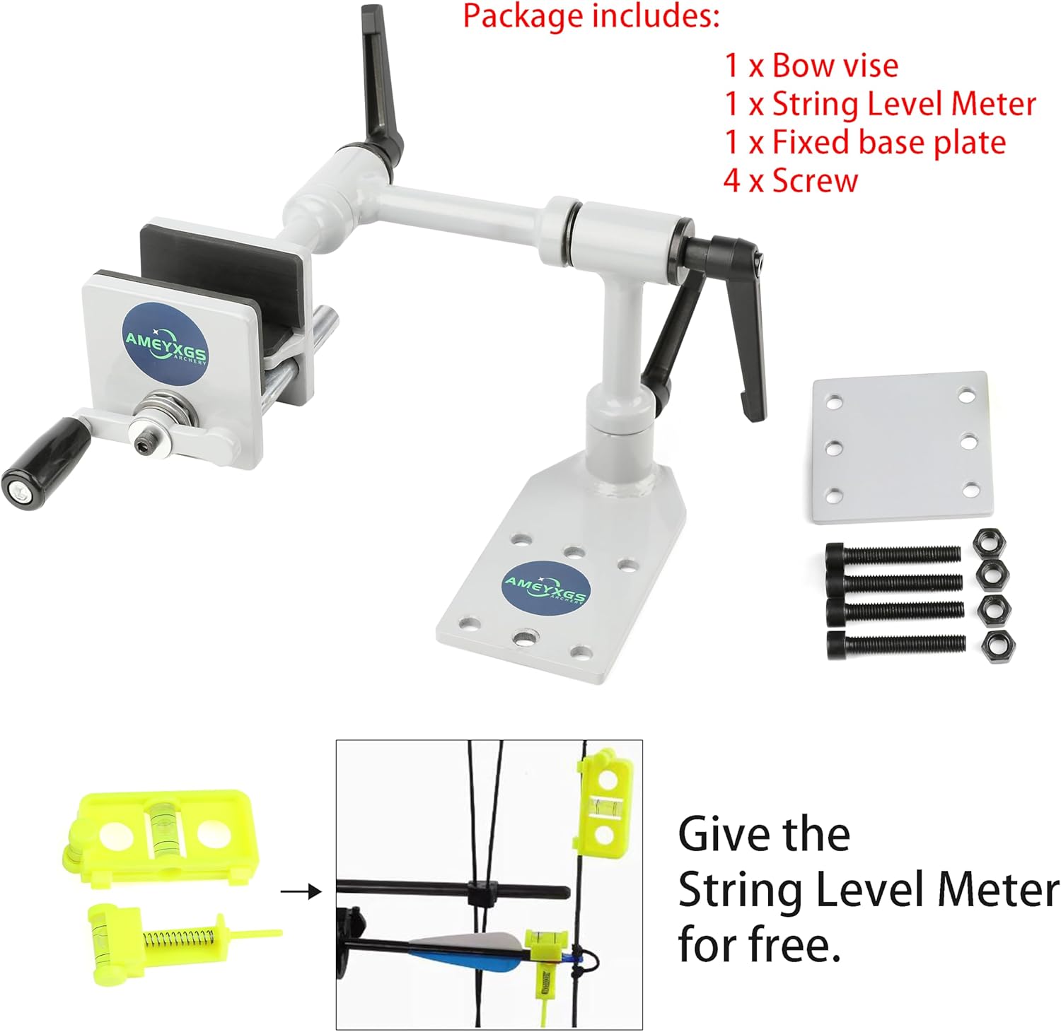 ZSHJGJR Universal Bow Vise 360° Adjustable Archery Mount Tool for Archery Compound Bow Mounting Vise with Level Tuning Kit Maintenance Accessories