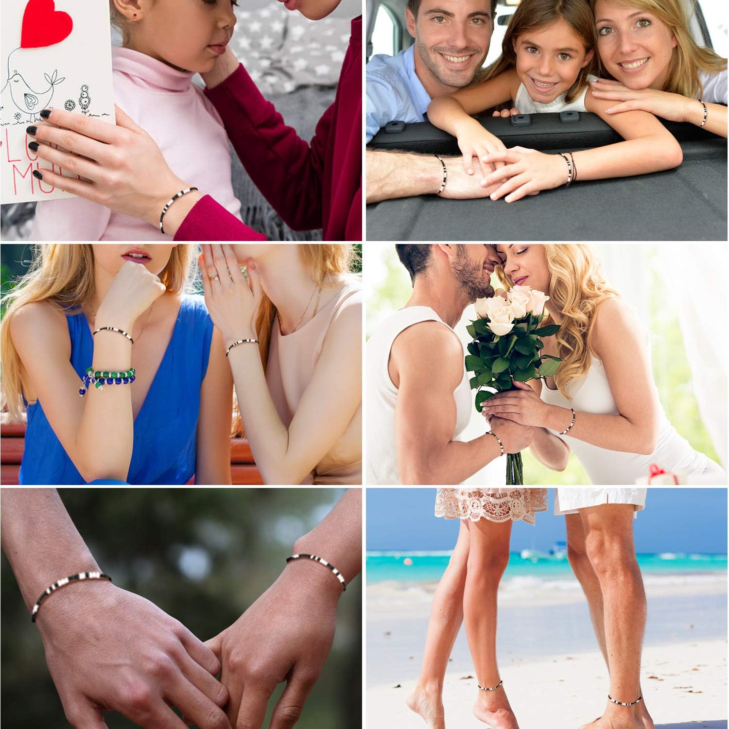 Miniatura 6 de DESIMTION - Pulseras para parejas con mensaje en inglés que dice I love you cute regalos de San Valentín bonitos para tu novio novia relaciones a