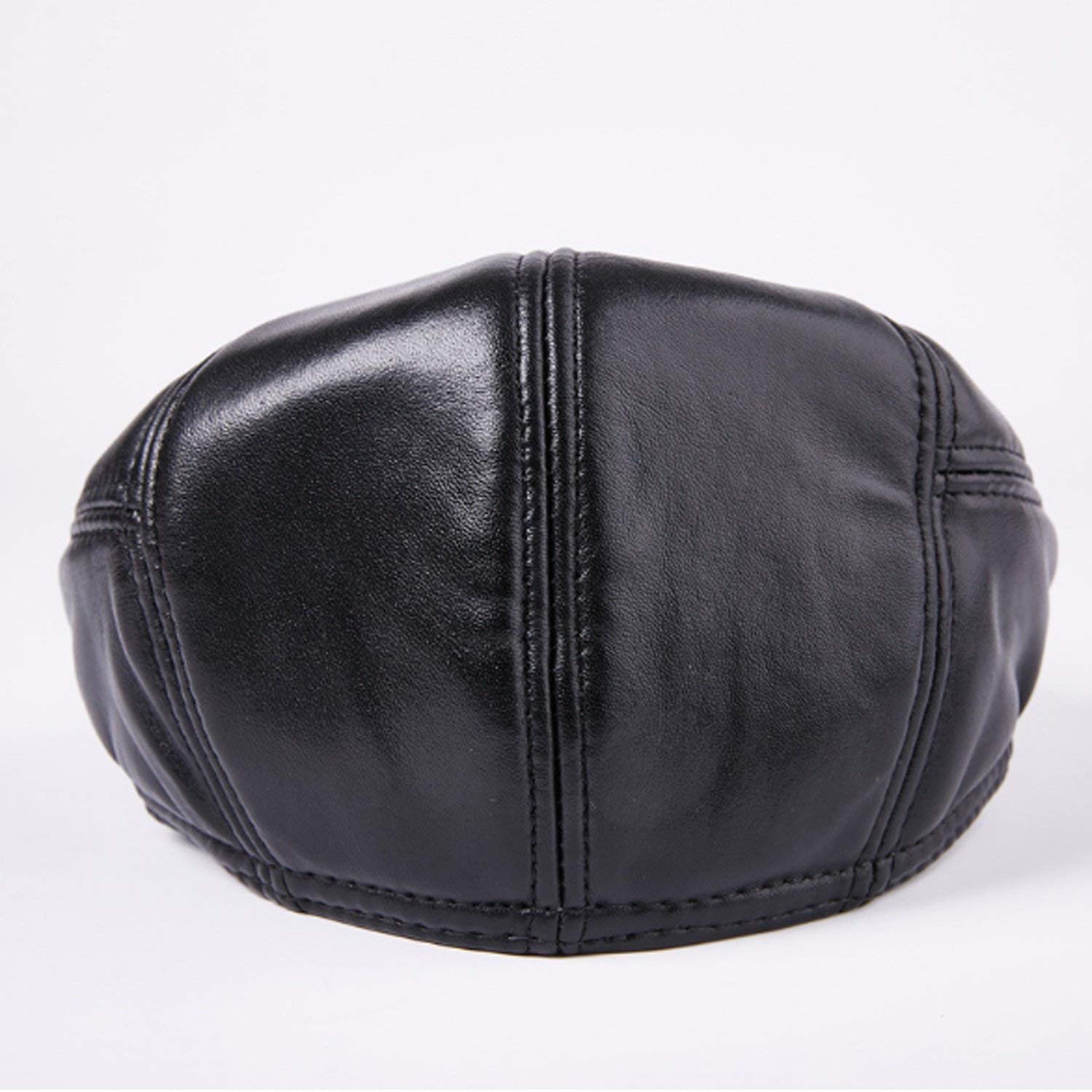 Sombrero de Moda de Cuero de Piel de Invierno de Piel de Invierno Al Aire Libre Más Terciopelo Grueso, Mejor Comodidad/Black/Large