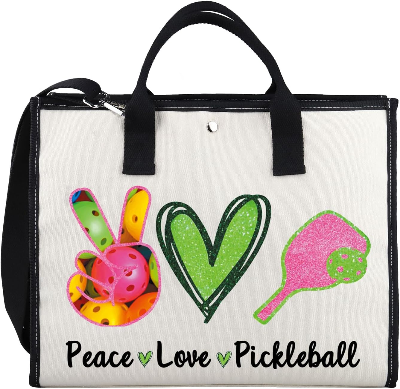 Pickleball Make-up-Tasche „Peace Love Pickleball“ – Kosmetiktasche Aus Baumwolle, 23x18 Cm