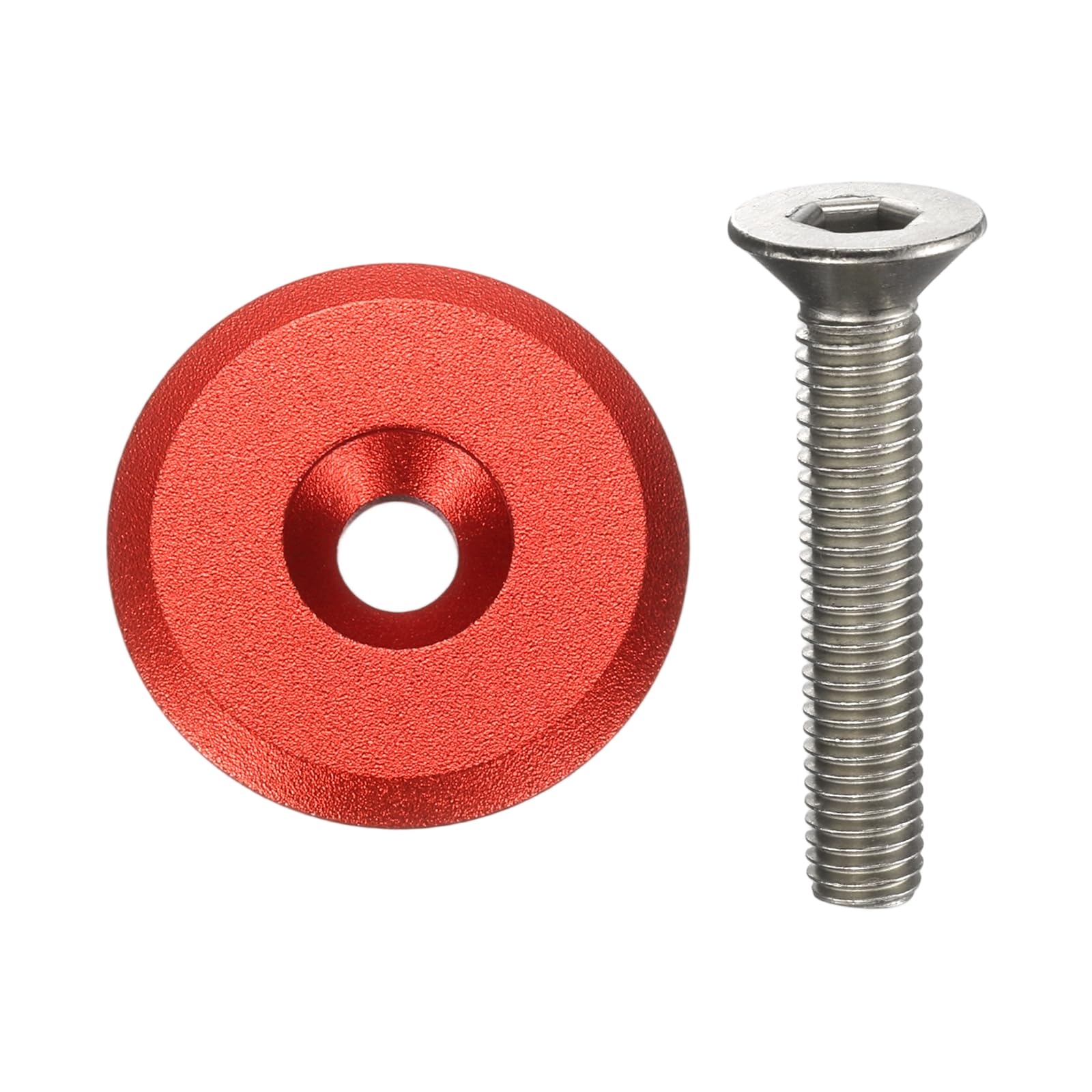 sourcing map 2pcs Bicycle Headset Stem Top Cap 1-1/4" (31.8mm) OD Aluminum Alloy Cycling Headset Stem Cover with M6 Bolt for Mountain Bike Road Bike MTB, Red