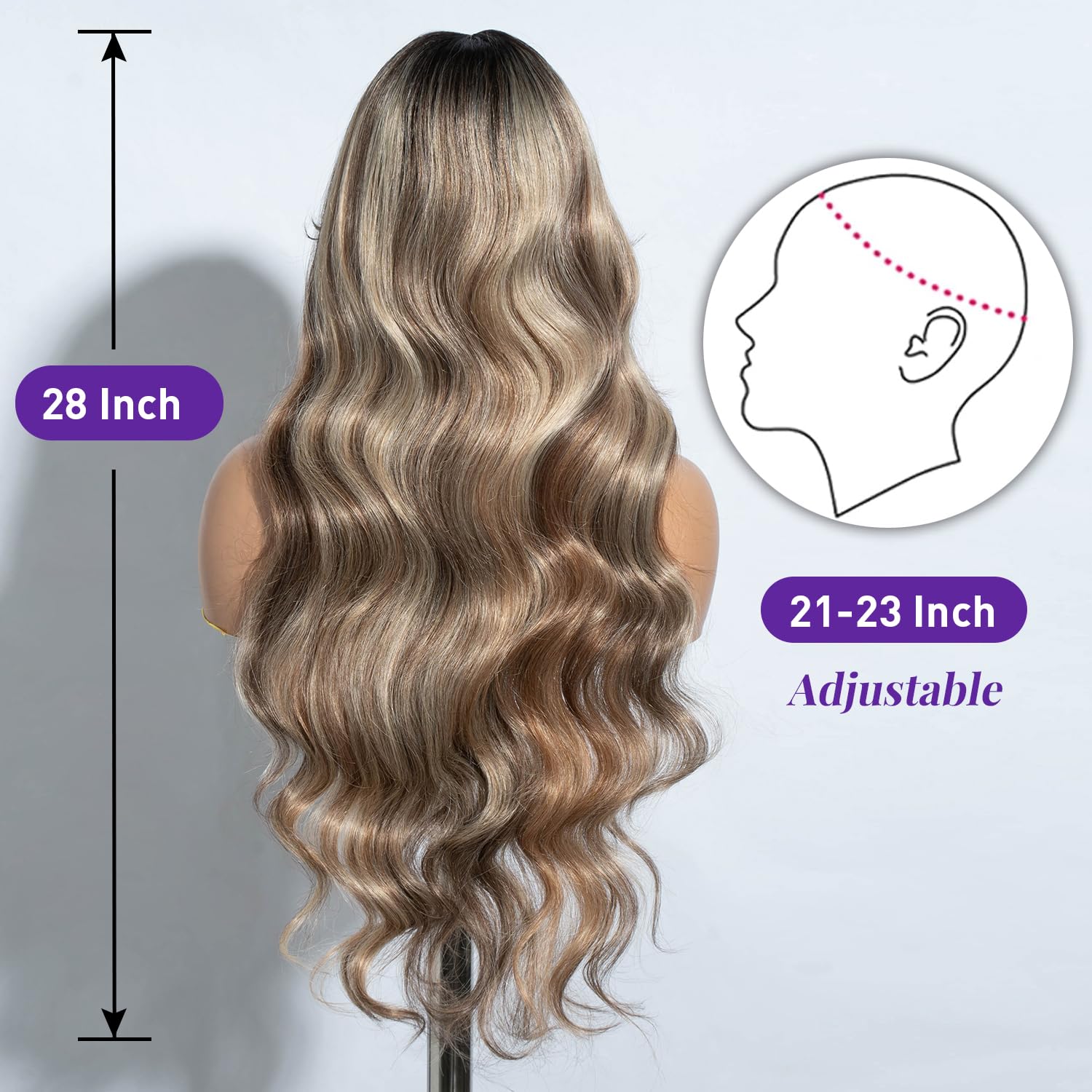 Joedir 24 Inches Curtain Bangs Natural Layered Synthetic Wig Deep Part Straight T Lace Front Wig For Women (1B - View #11