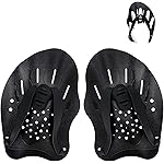 SantTop Contour Swim Paddles Hand, Swim Training Hand Paddles with Adjustable Straps, Swimming Hand Paddles for Women and Men, Color Black, black