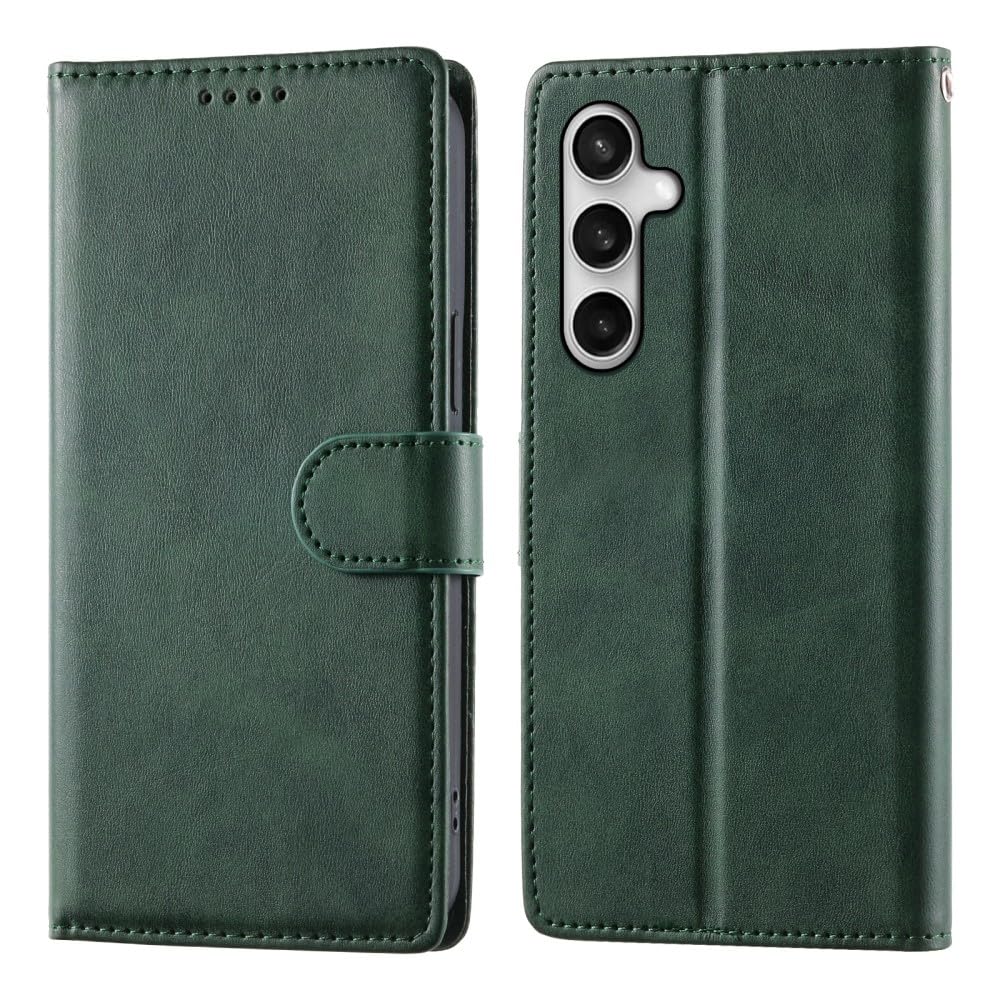 Generic Compatible avec Samsung Galaxy S9 (couleur : vert foncé) Étui portefeuille en cuir uni de qualité supérieure à rabat magnétique