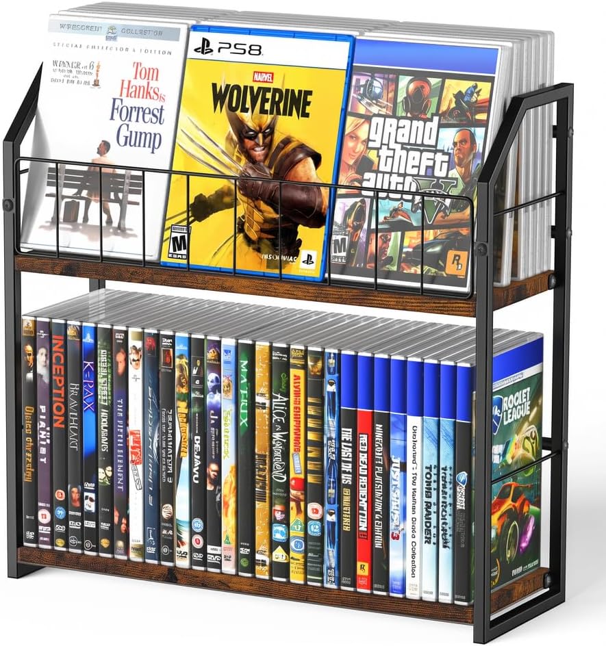 2-Tier DVD Storage Rack, DVD Rack...