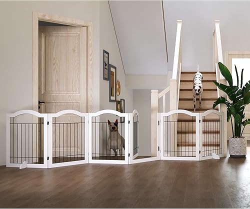 Miniatura 6 de GHQ&ME - Puerta independiente independiente de 144 pulgadas de ancho y 30 pulgadas de alto, sin montaje, puerta plegable de madera para perros, para