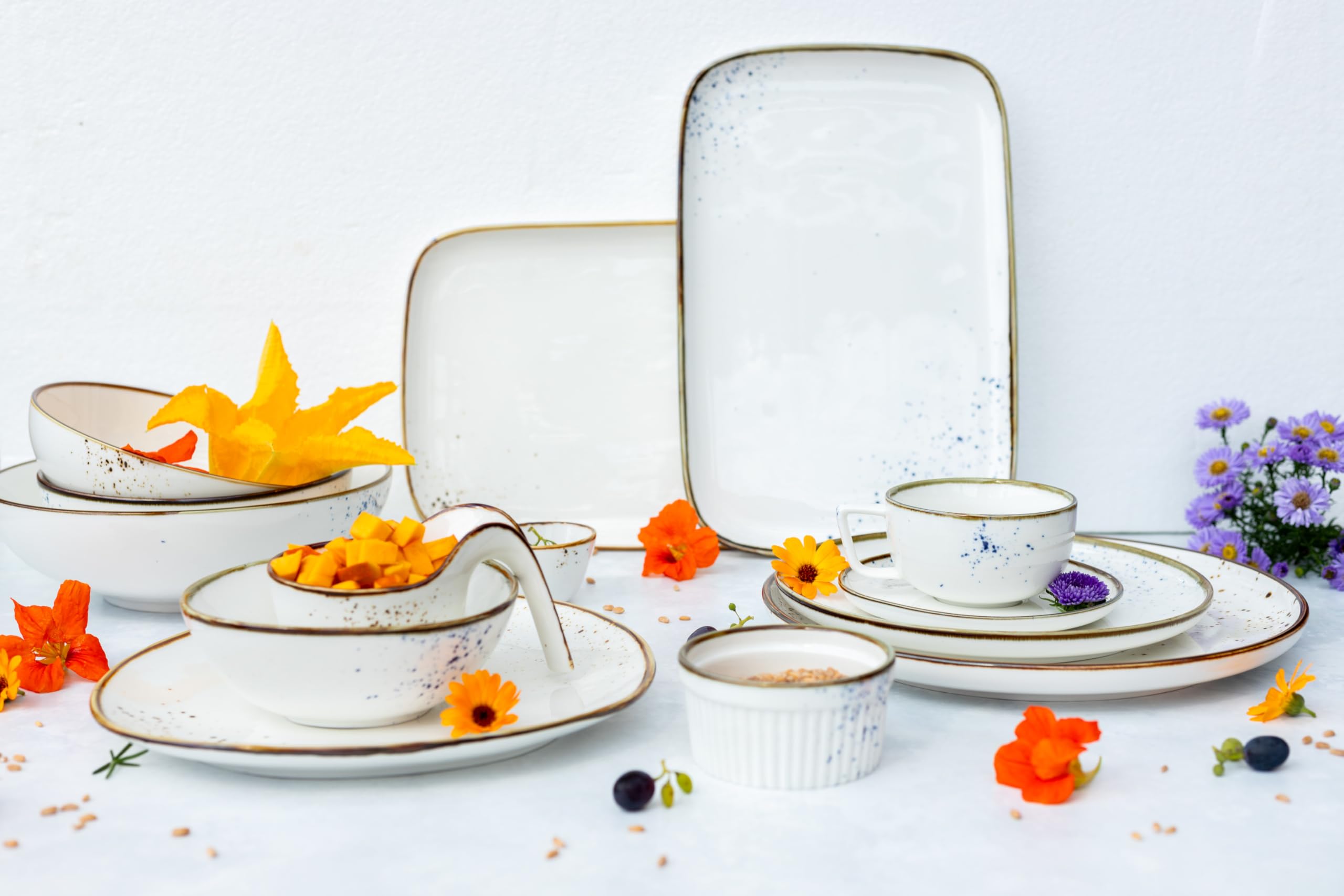 MÄSER, Seria Pintar, 8-częściowy zestaw dla smakoszy, zestaw przekąsek w stylu vintage, porcelana, brązowy