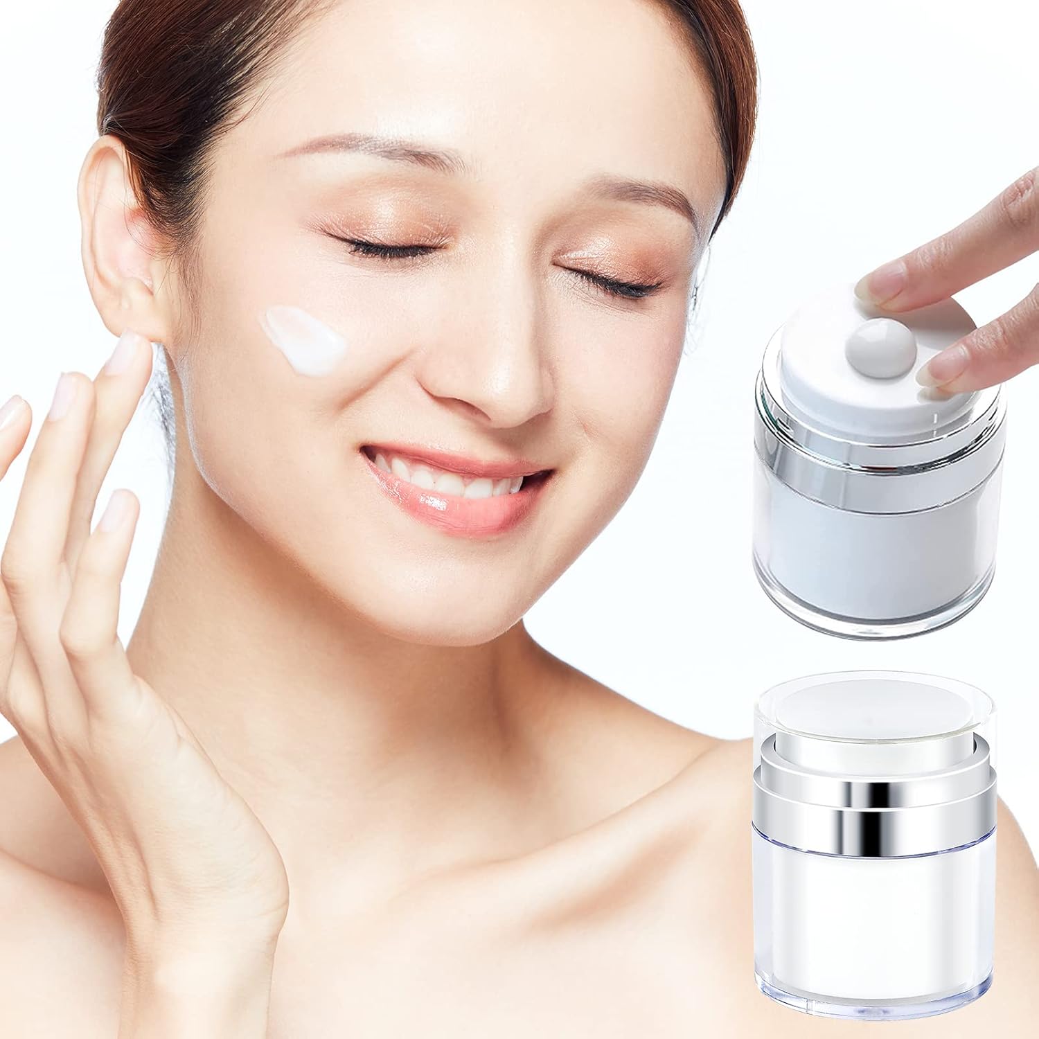 50ML Airless Pump Bottle Moisturiser Container, Refillable Cosmetic