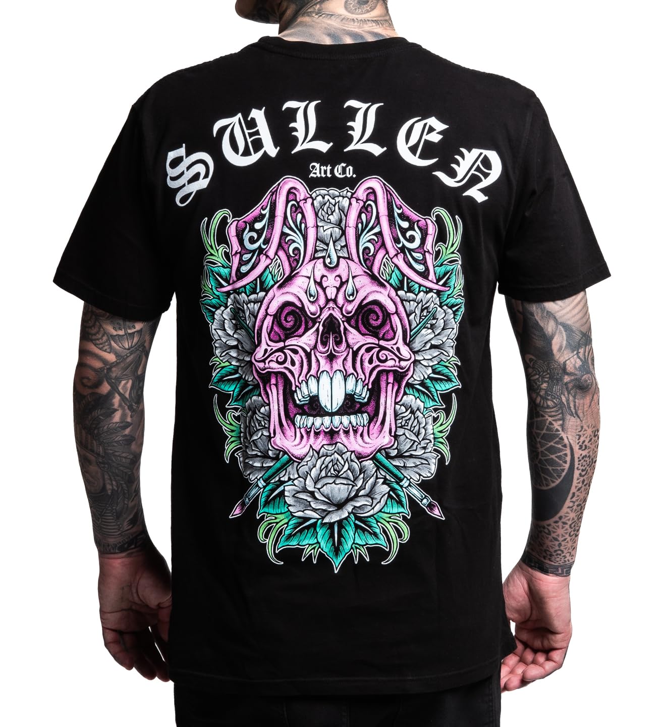 Sullen Herren-T-Shirt mit Totenkopf-Hase 26, Osterkapsel, Tattoo, Lifestyle-Grafik, Premium-Baumwolle, kurzärmelig