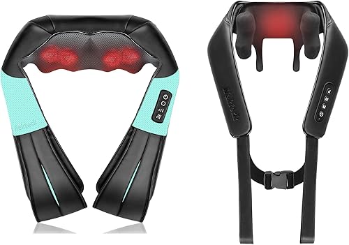 Nekteck Masajeador Shiatsu para cuello y espalda con calor relajante, 2 parques