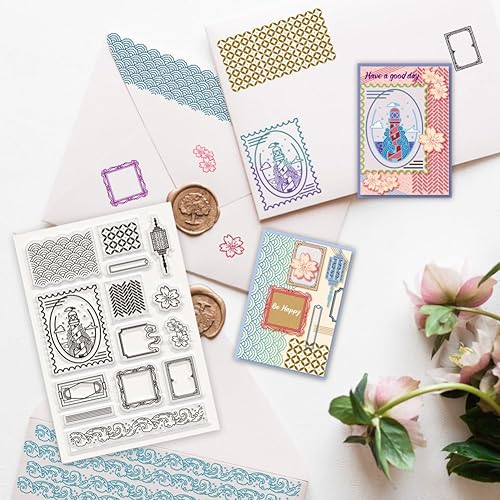 Miniatura 4 de PH PandaHall Sellos transparentes, sellos de goma con texturas japonesas, sellos de silicona de plástico PVC, sellos transparentes para álbumes de