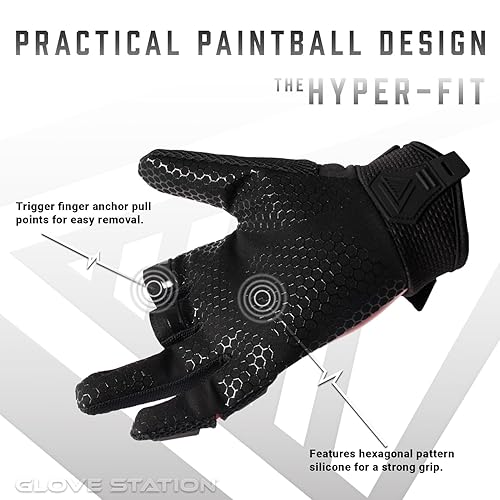 Miniatura 4 de Glove Station Hyper-Fit - Guantes tácticos de paintball  2 diseños sin dedos para paintball y equipo de Airsoft para hombres con excelente agarre
