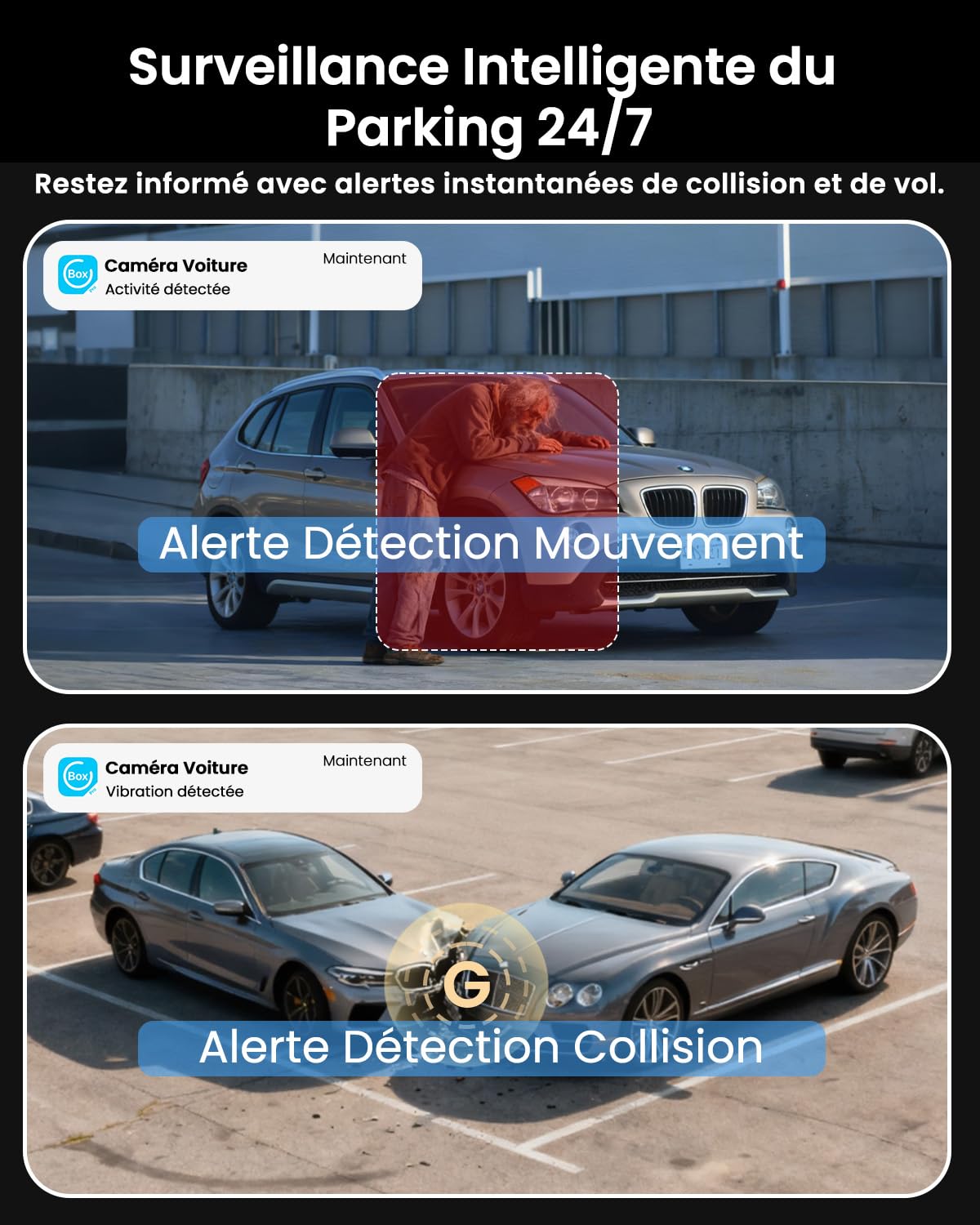 Dashcam Voiture 4G LTE avec Carte SIM, Accès à Distance par App
