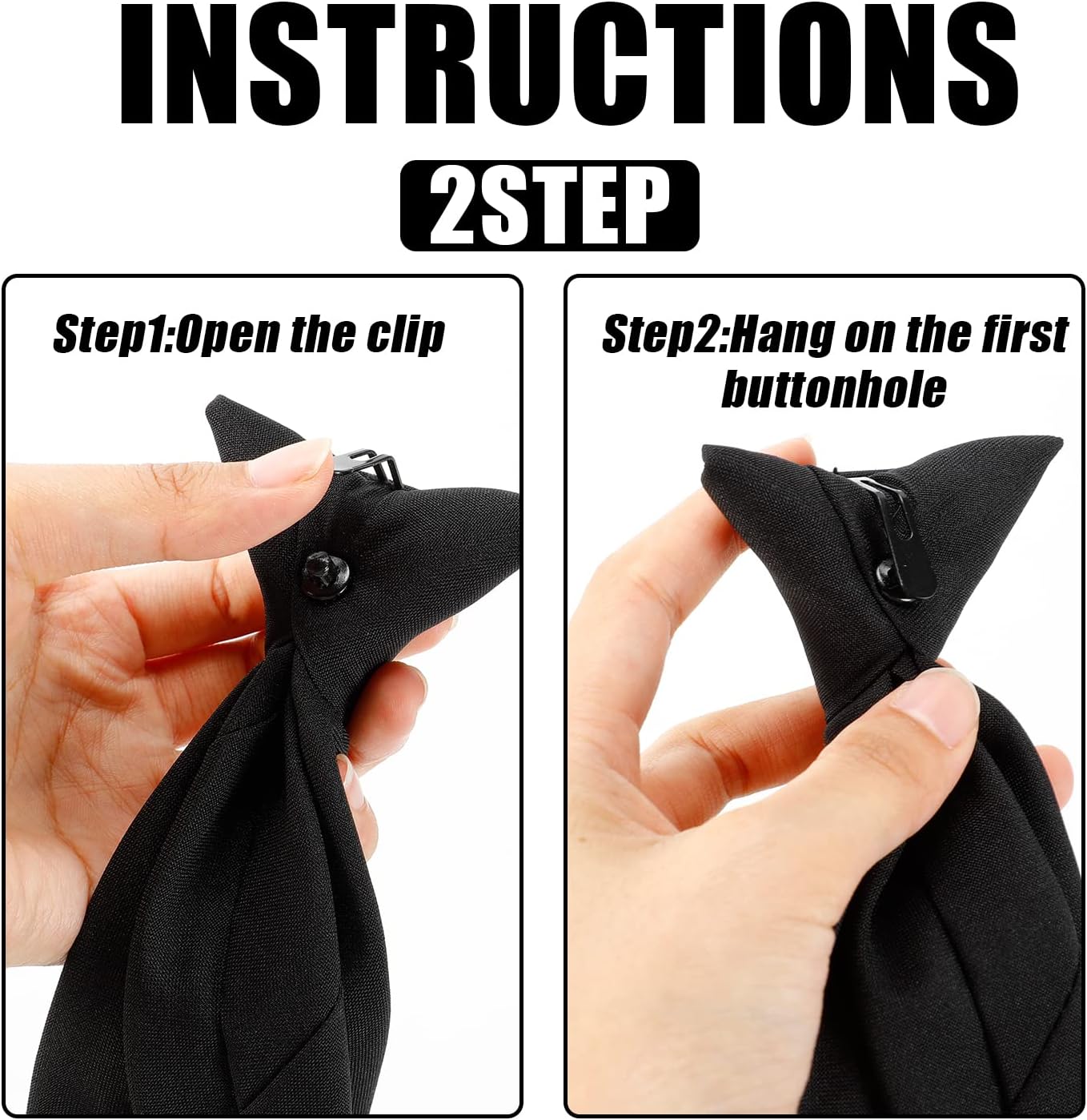 2 Pieces Men's Clip on Ties Black Ties for Men 20 Inches Pre Tied Neckties for Business Banquets, Parties, Weddings, School Uniforms - Image 4