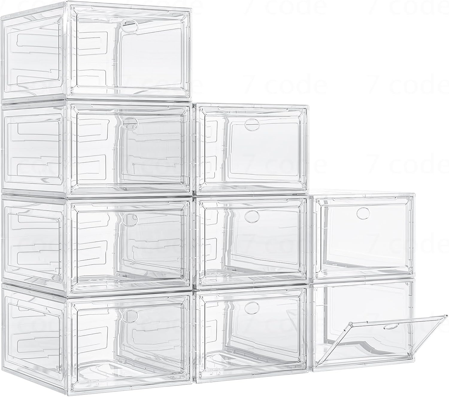 Large Thick Clear Shoe Organizer, Magnetic Door Stackable Shoe Storage Box