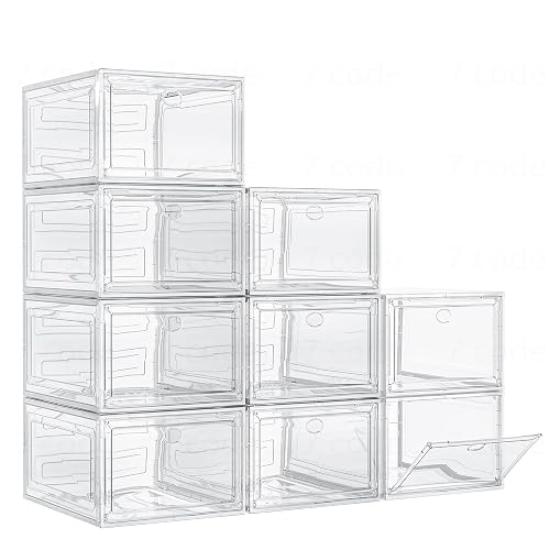 Large Thick Clear Shoe Organizer, Magnetic Door Stackable Shoe Storage