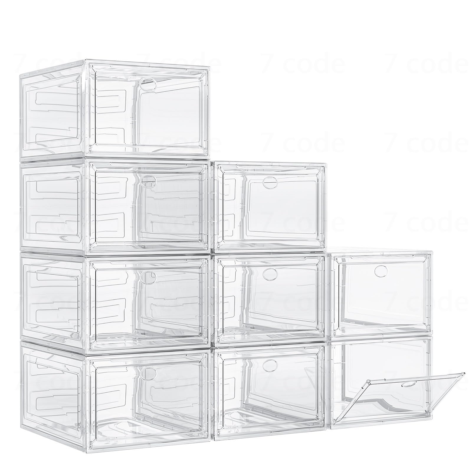 Large Thick Clear Shoe Organizer, Magnetic Door Stackable Shoe Storage Box